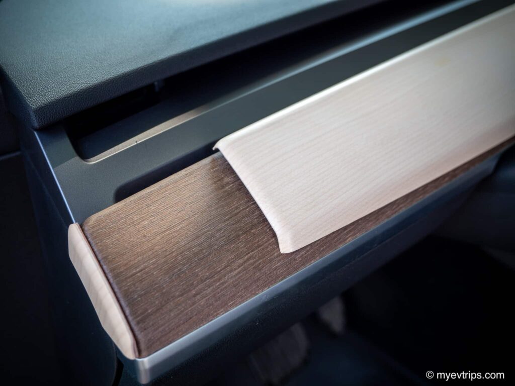 Hills maple Tesla Wood Interior Trim layered on top of original trim