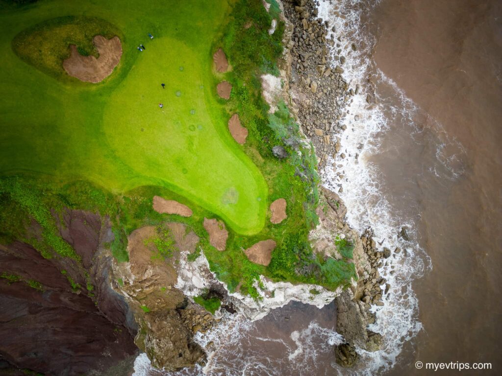 Cabot Links hole 16 as seen from drone straight down