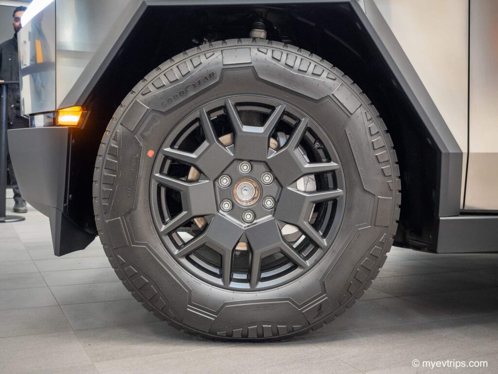Tesla Cybertruck wheels on the Canada display model