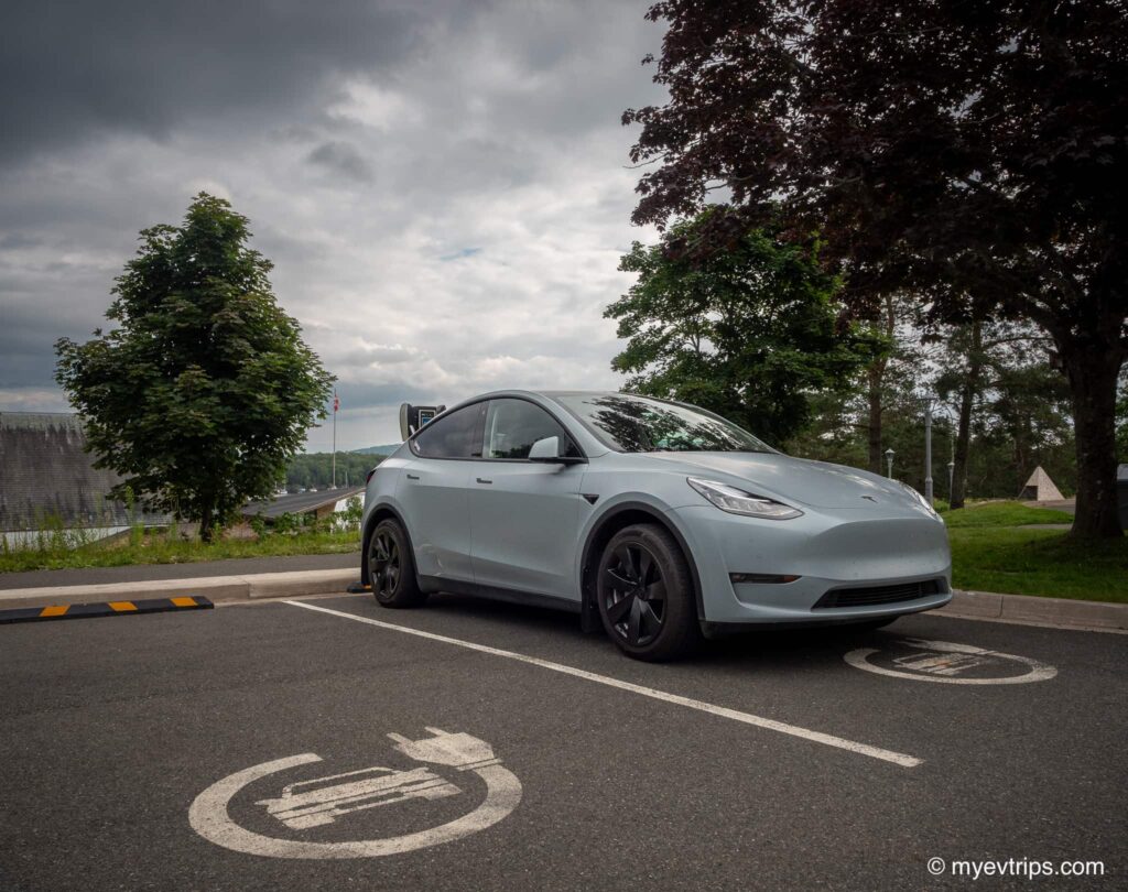 Tesla Model Y in Parks Canada charging spot