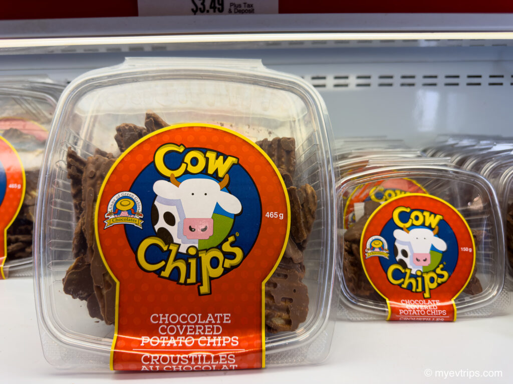 Chocolate covered potato chips at Cows Creamery, PEI