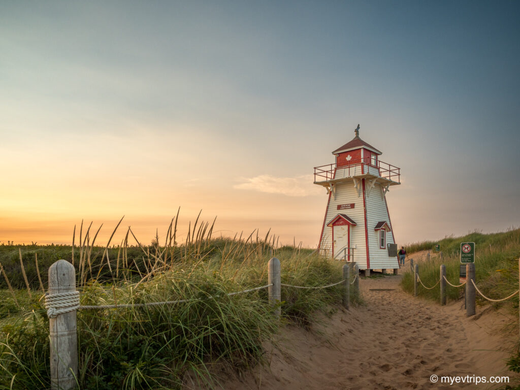 Stanhope Beach lighthouse at Sunset