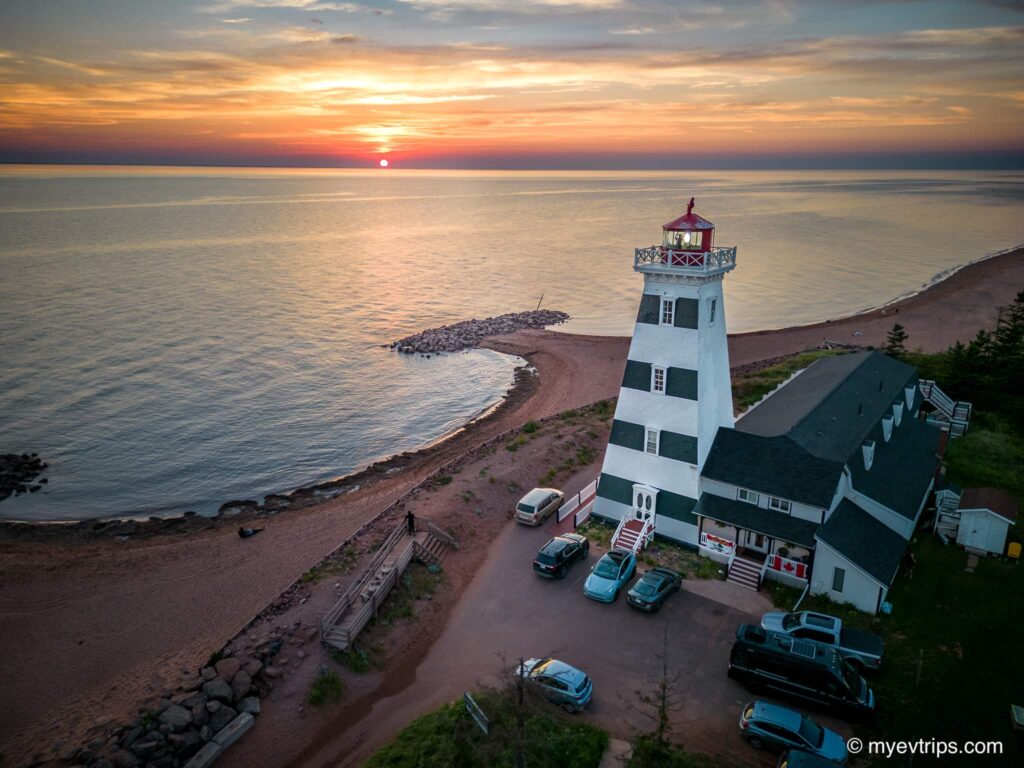 West Point Lighthouse Inn at sunset