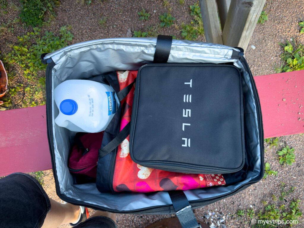 Tesmat bag doubling as a storage bin
