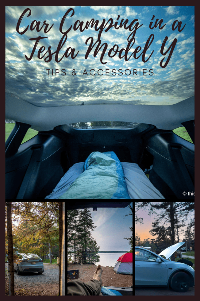 Tesla model y camping accessories pinterest image