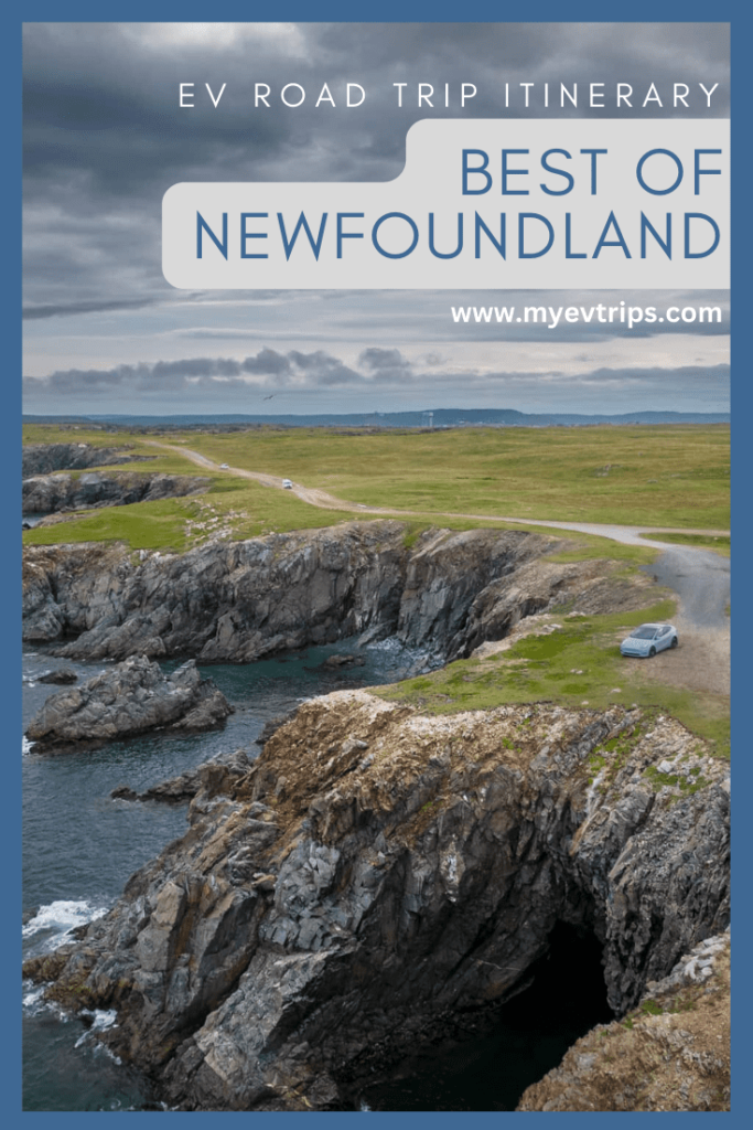 Newfoundland EV road trip report Pinterest image