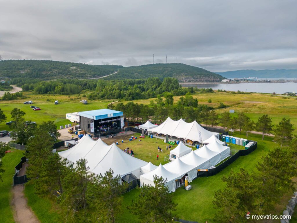 Tents and stage at the Côte-Nord Beer Festival