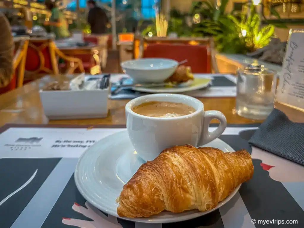 Coffee and croissant at the Garden Hotel in Milan