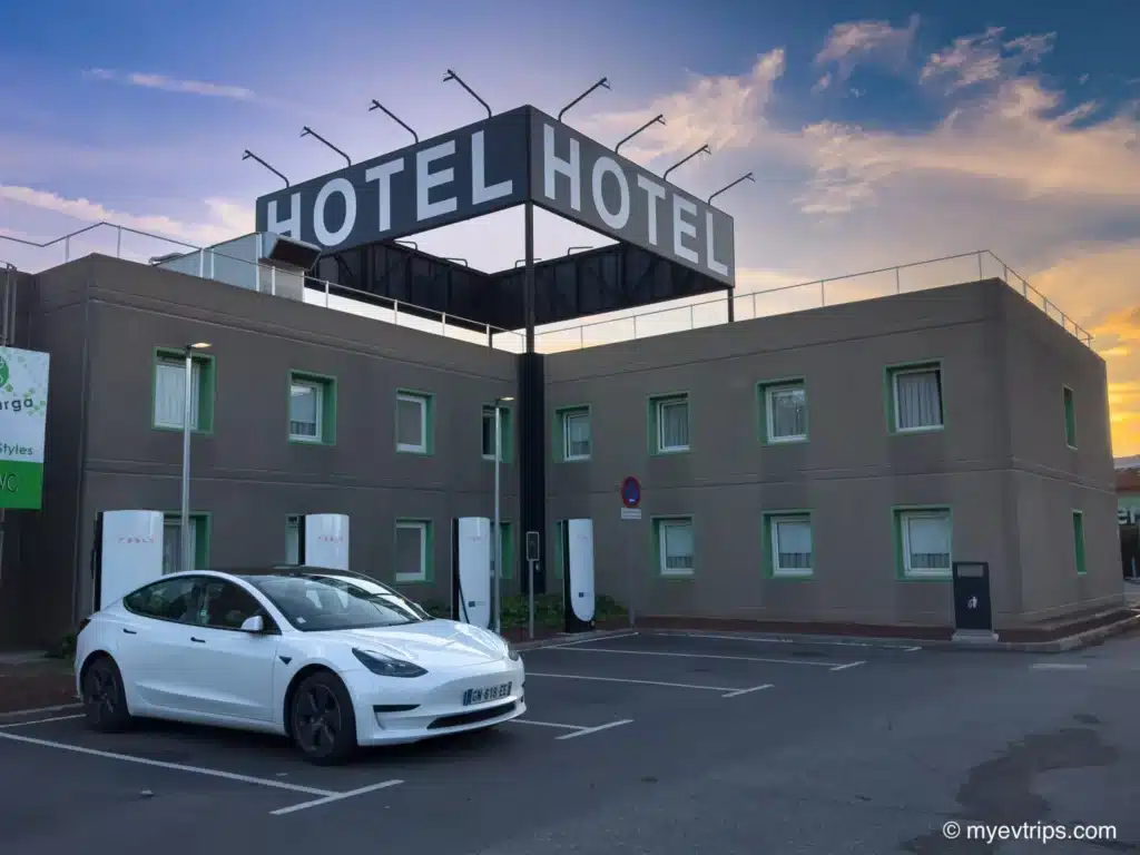 Chargers next to hotels is common with EV Spain infrastructure  