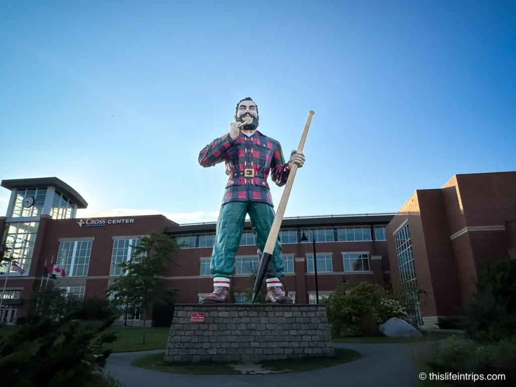 Paul Bunyan statue in Bangor Maine seen on a Maine road trip