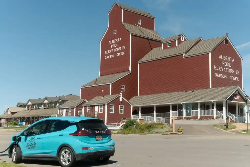 chevy bolt arctic road trip - charging in Dawson Creek BC